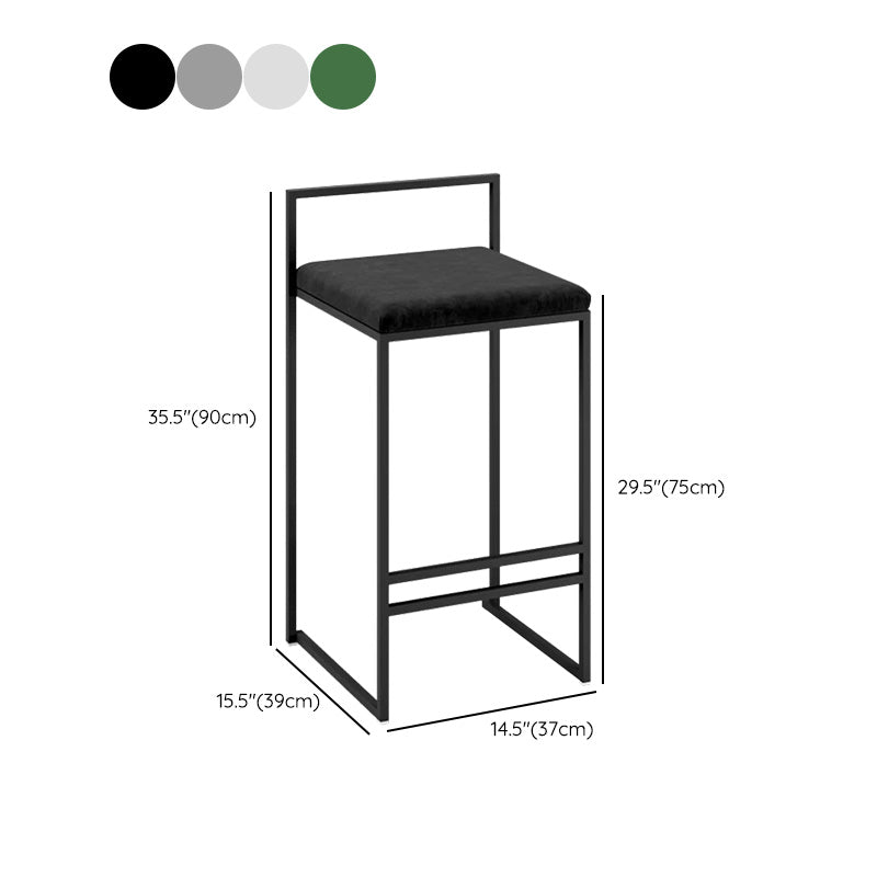 Contemporary Iron Counter Height Stools Low Back Bar Stool with Footrest