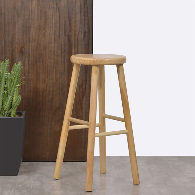 Industrial Solid Wood Counter Stool Armless Bar Stool with Footrest