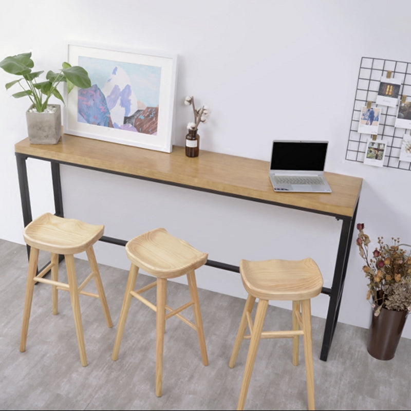 Industrial Solid Wood Counter Stool Armless Bar Stool with Footrest