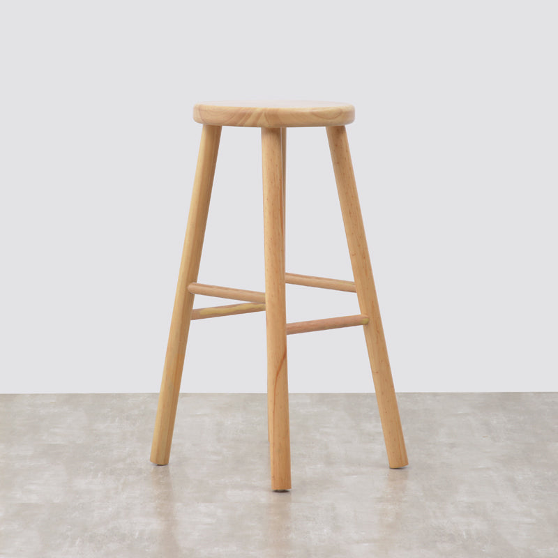 Industrial Solid Wood Counter Stool Armless Bar Stool with Footrest