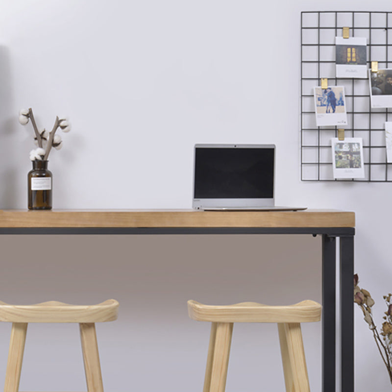 Industrial Solid Wood Counter Stool Armless Bar Stool with Footrest