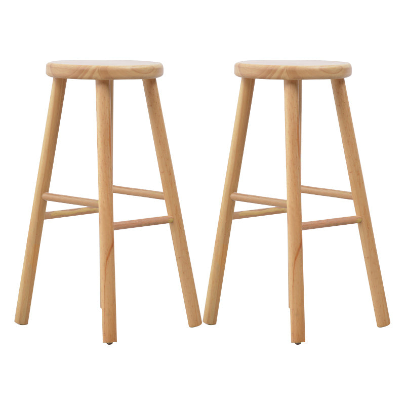 Industrial Solid Wood Counter Stool Armless Bar Stool with Footrest