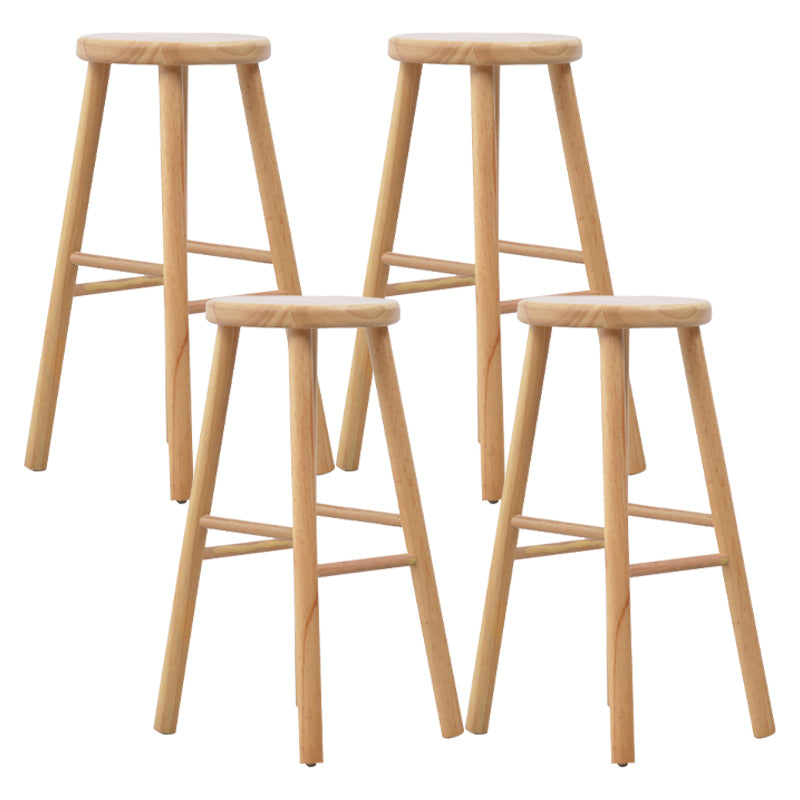 Industrial Solid Wood Counter Stool Armless Bar Stool with Footrest