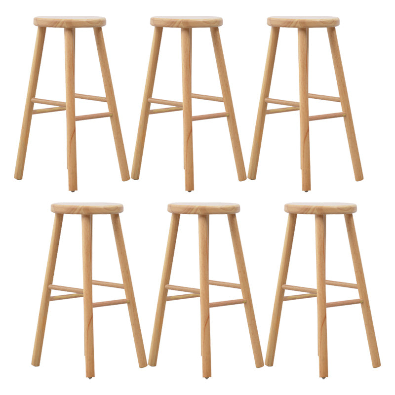 Industrial Solid Wood Counter Stool Armless Bar Stool with Footrest