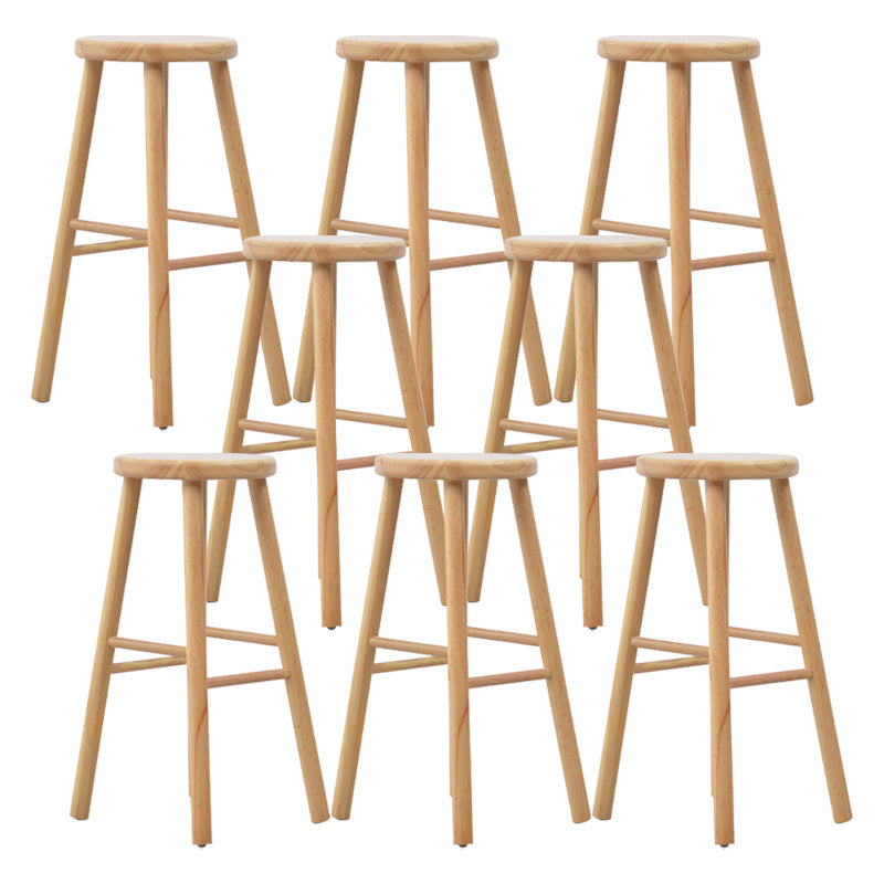 Industrial Solid Wood Counter Stool Armless Bar Stool with Footrest