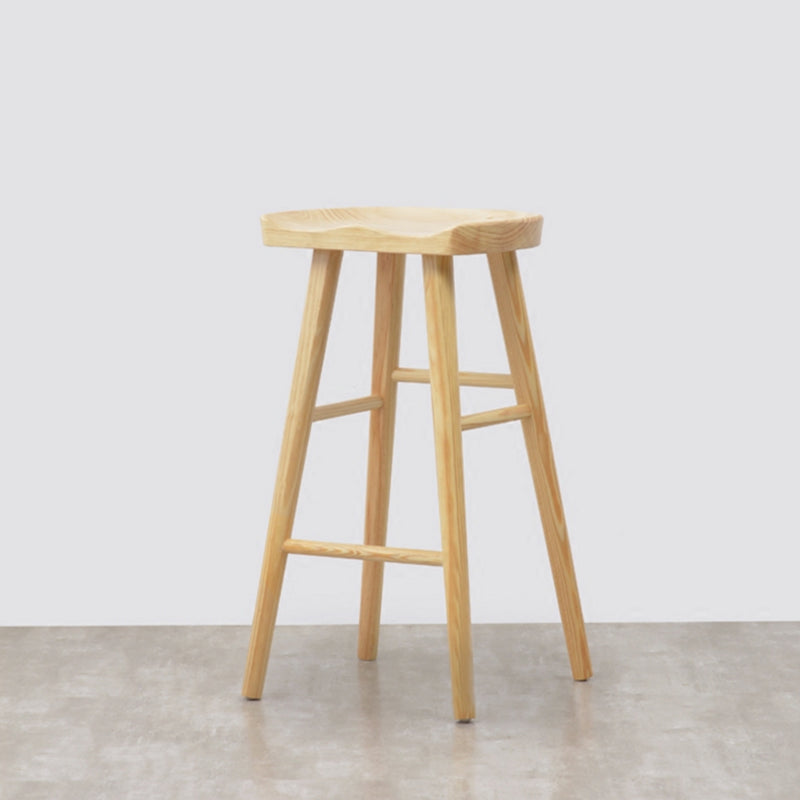 Industrial Solid Wood Counter Stool Armless Bar Stool with Footrest