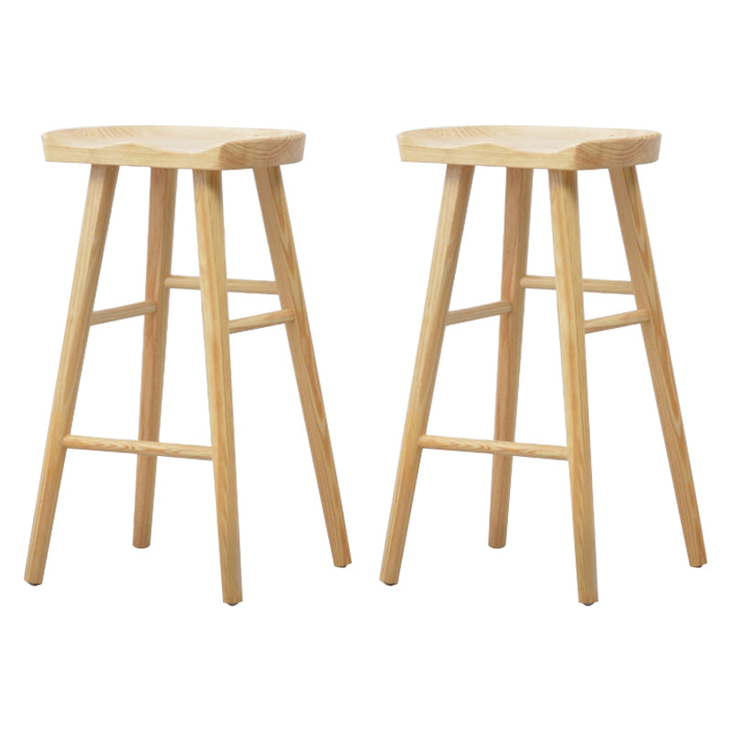 Industrial Solid Wood Counter Stool Armless Bar Stool with Footrest