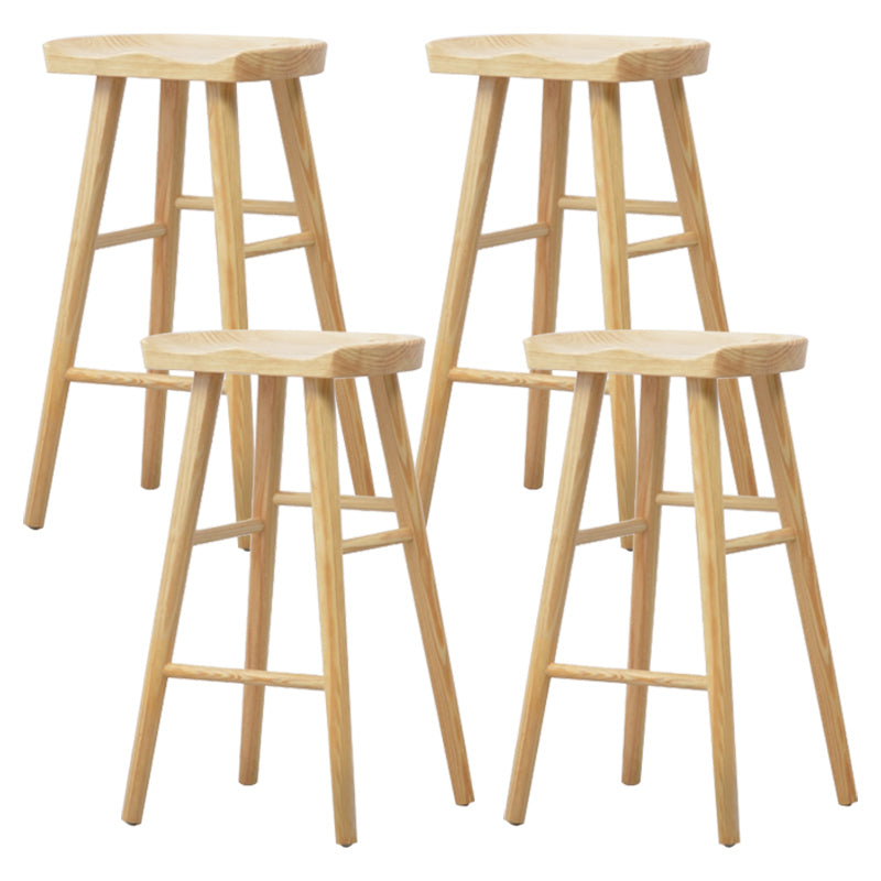 Industrial Solid Wood Counter Stool Armless Bar Stool with Footrest