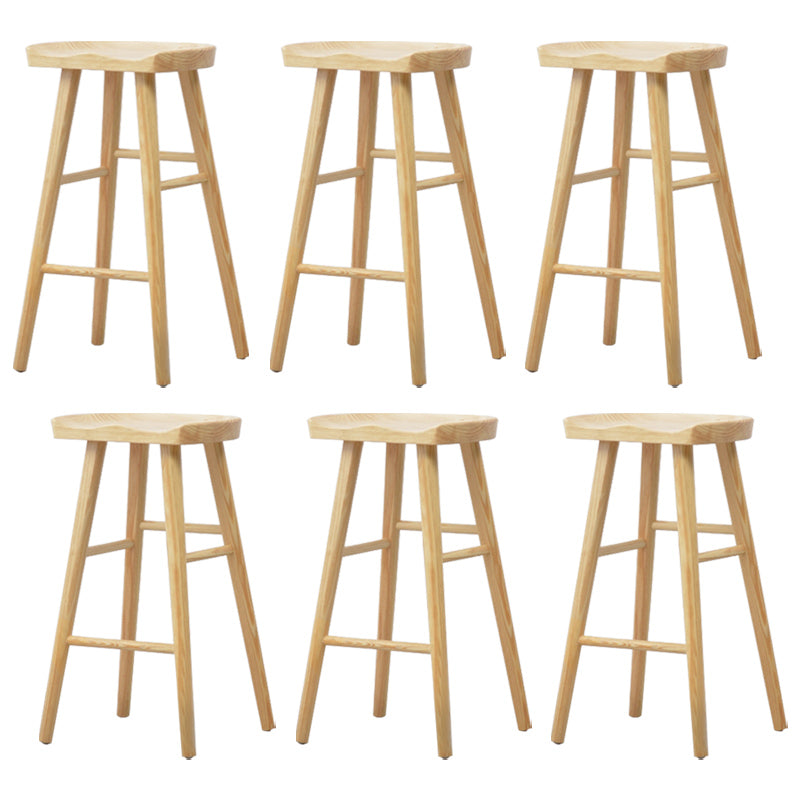 Industrial Solid Wood Counter Stool Armless Bar Stool with Footrest