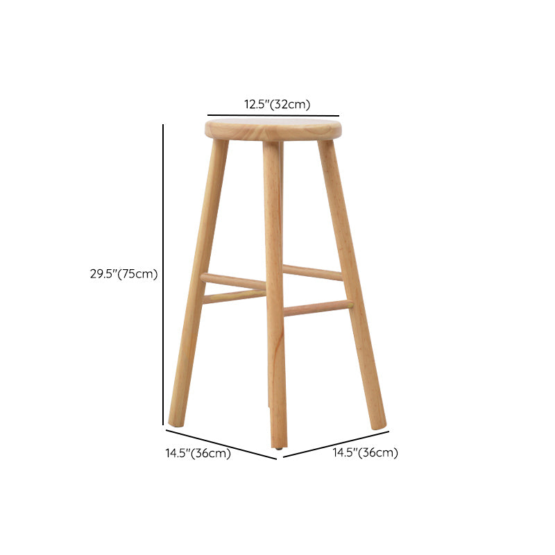 Industrial Solid Wood Counter Stool Armless Bar Stool with Footrest