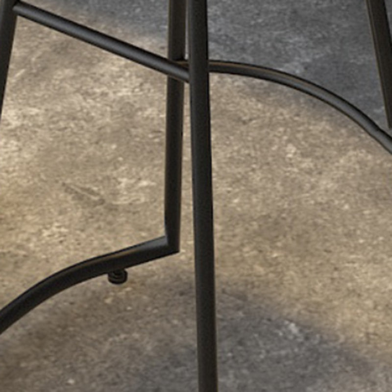 Modern Armless Backless Counter Stool Iron Bar Stool with Wooden Seat for Bar