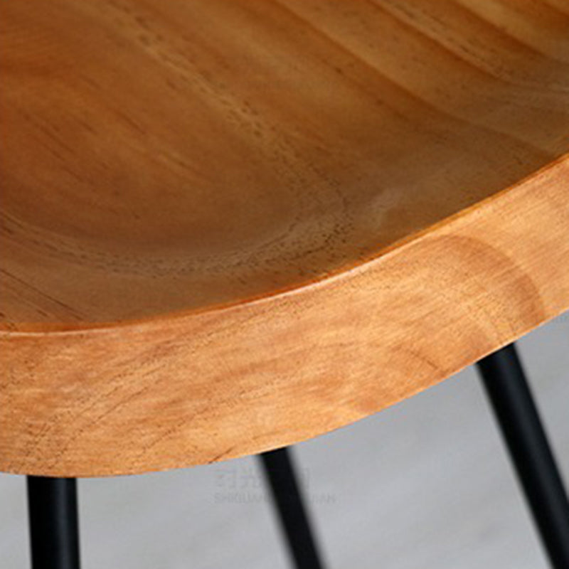 Modern Armless Backless Counter Stool Iron Bar Stool with Wooden Seat for Bar