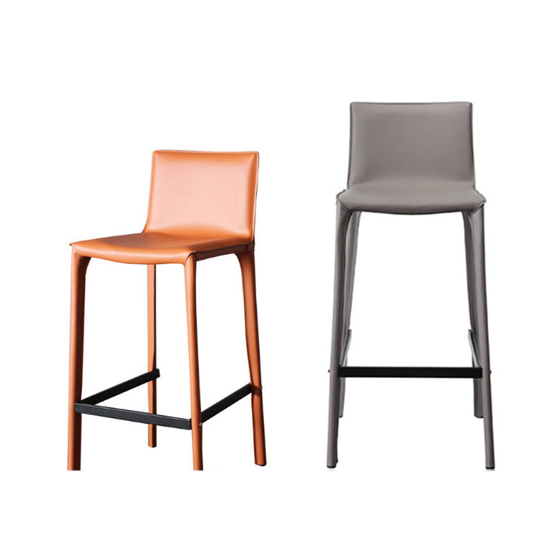 Contemporary Metal Counter Height Stools with Low Back Bar Stool