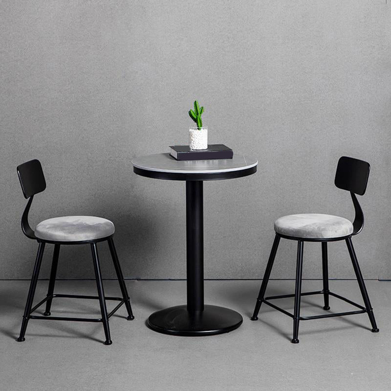 Modern Armless Backrest Counter Stool Iron Bar Stool with Velvet Cushion for Bar