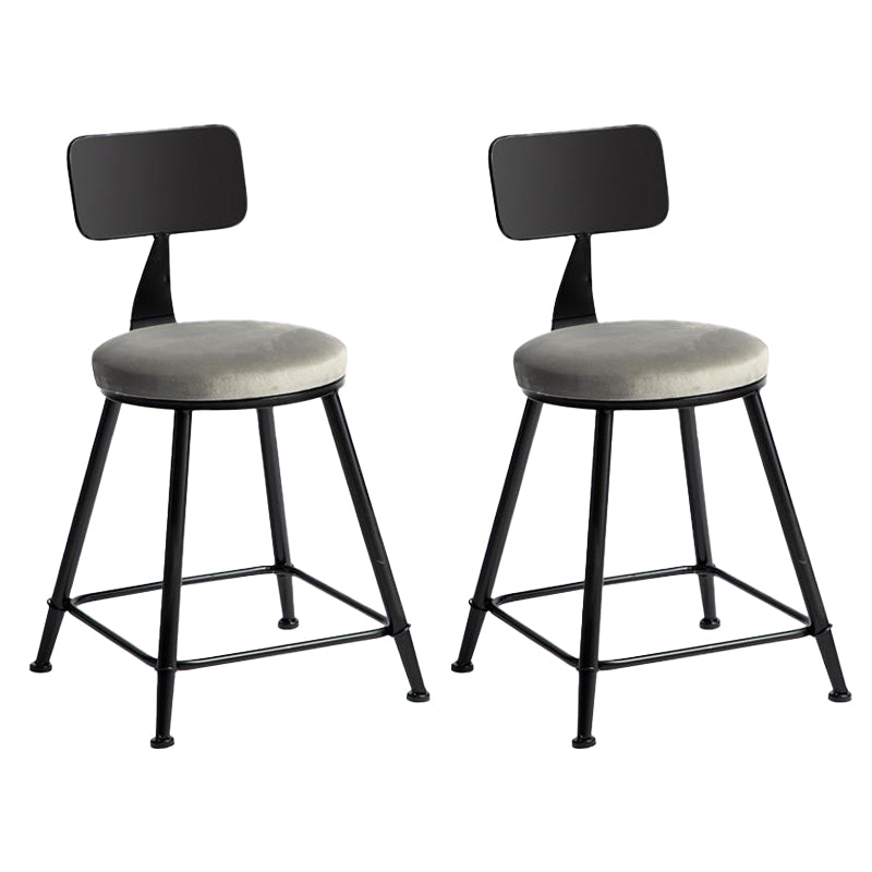 Modern Armless Backrest Counter Stool Iron Bar Stool with Velvet Cushion for Bar
