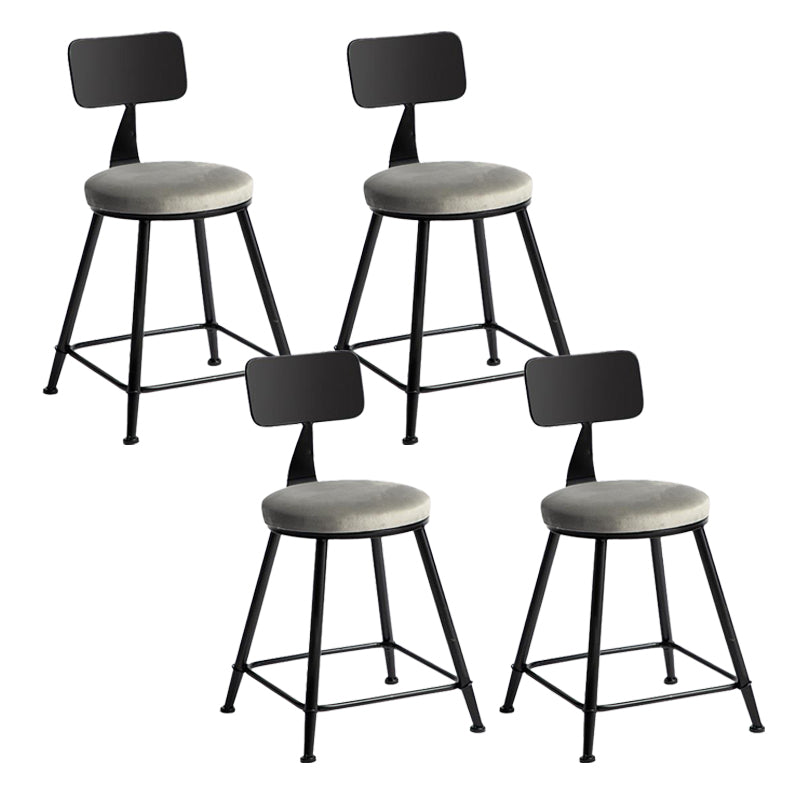 Modern Armless Backrest Counter Stool Iron Bar Stool with Velvet Cushion for Bar