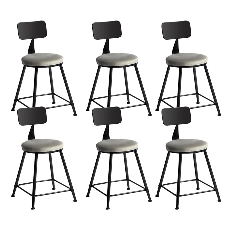 Modern Armless Backrest Counter Stool Iron Bar Stool with Velvet Cushion for Bar