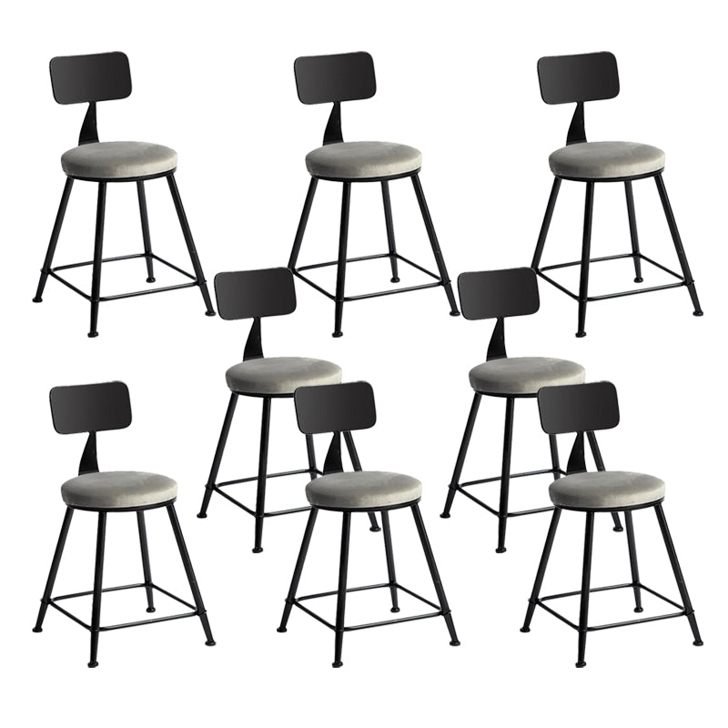 Modern Armless Backrest Counter Stool Iron Bar Stool with Velvet Cushion for Bar