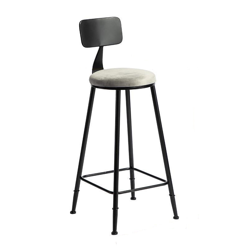 Modern Armless Backrest Counter Stool Iron Bar Stool with Velvet Cushion for Bar
