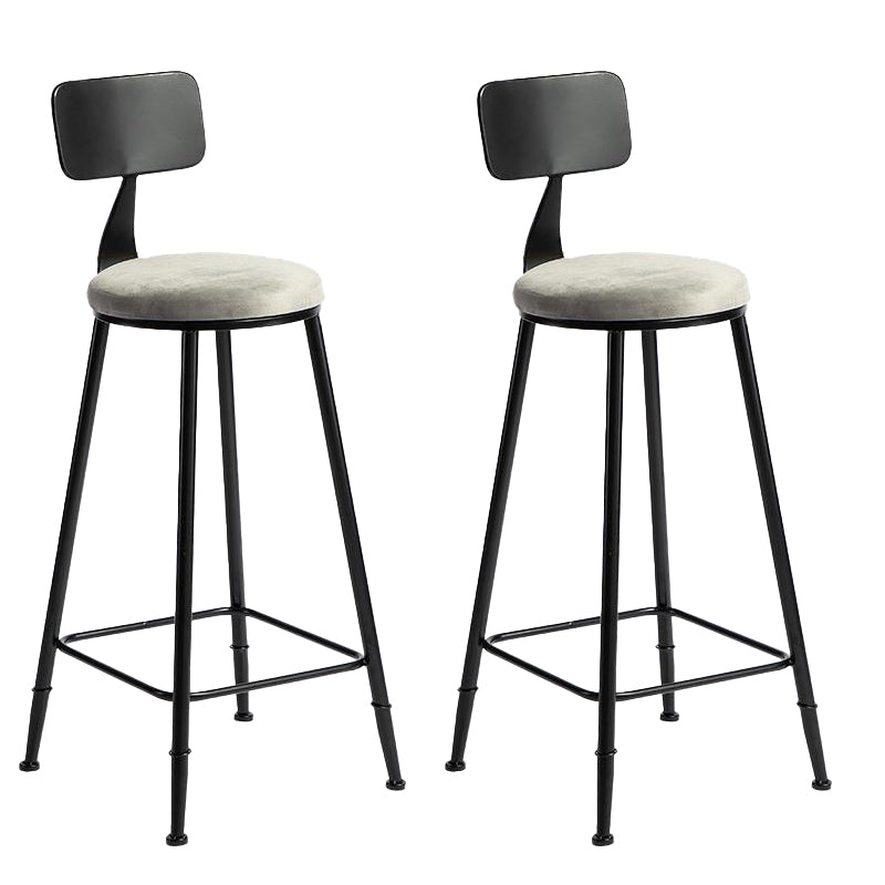 Modern Armless Backrest Counter Stool Iron Bar Stool with Velvet Cushion for Bar