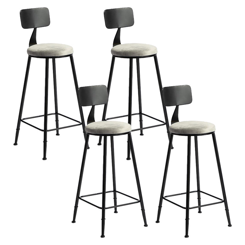 Modern Armless Backrest Counter Stool Iron Bar Stool with Velvet Cushion for Bar
