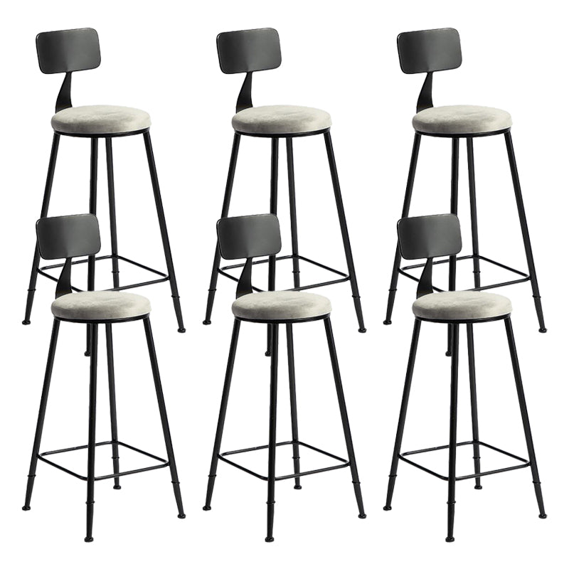Modern Armless Backrest Counter Stool Iron Bar Stool with Velvet Cushion for Bar