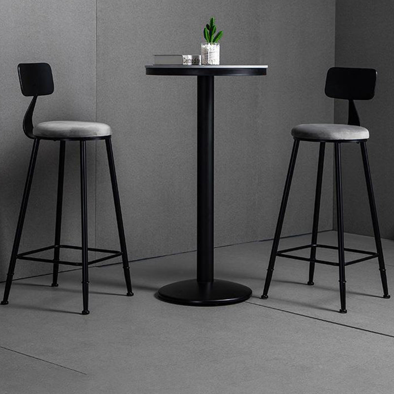 Modern Armless Backrest Counter Stool Iron Bar Stool with Velvet Cushion for Bar