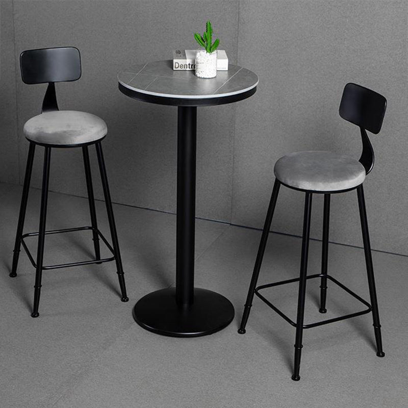Modern Armless Backrest Counter Stool Iron Bar Stool with Velvet Cushion for Bar