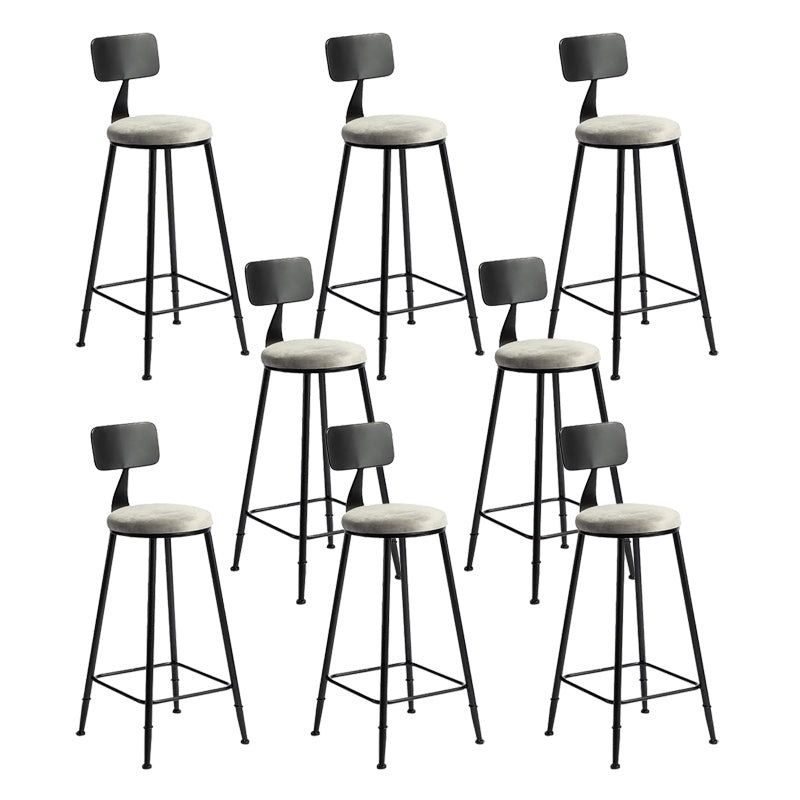 Modern Armless Backrest Counter Stool Iron Bar Stool with Velvet Cushion for Bar