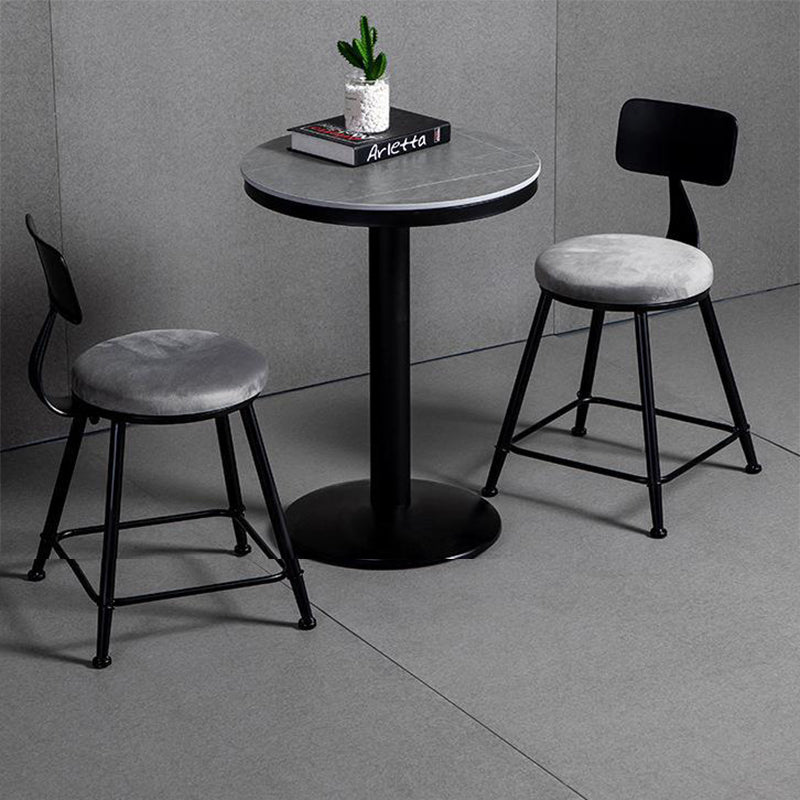 Modern Armless Backrest Counter Stool Iron Bar Stool with Velvet Cushion for Bar