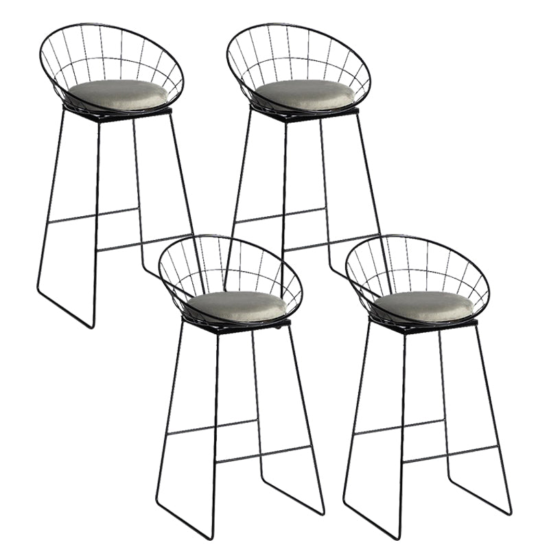 Modern Armless Backrest Counter Stool Iron Bar Stool with Velvet Cushion for Bar