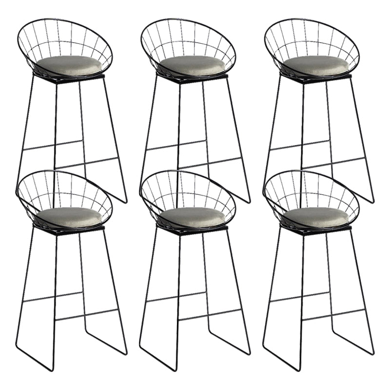 Modern Armless Backrest Counter Stool Iron Bar Stool with Velvet Cushion for Bar