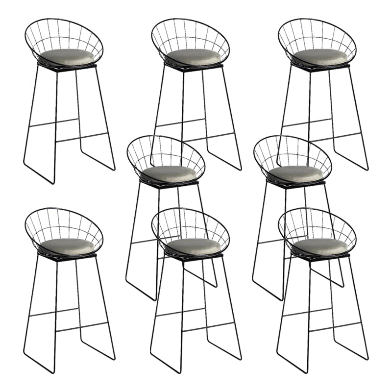 Modern Armless Backrest Counter Stool Iron Bar Stool with Velvet Cushion for Bar