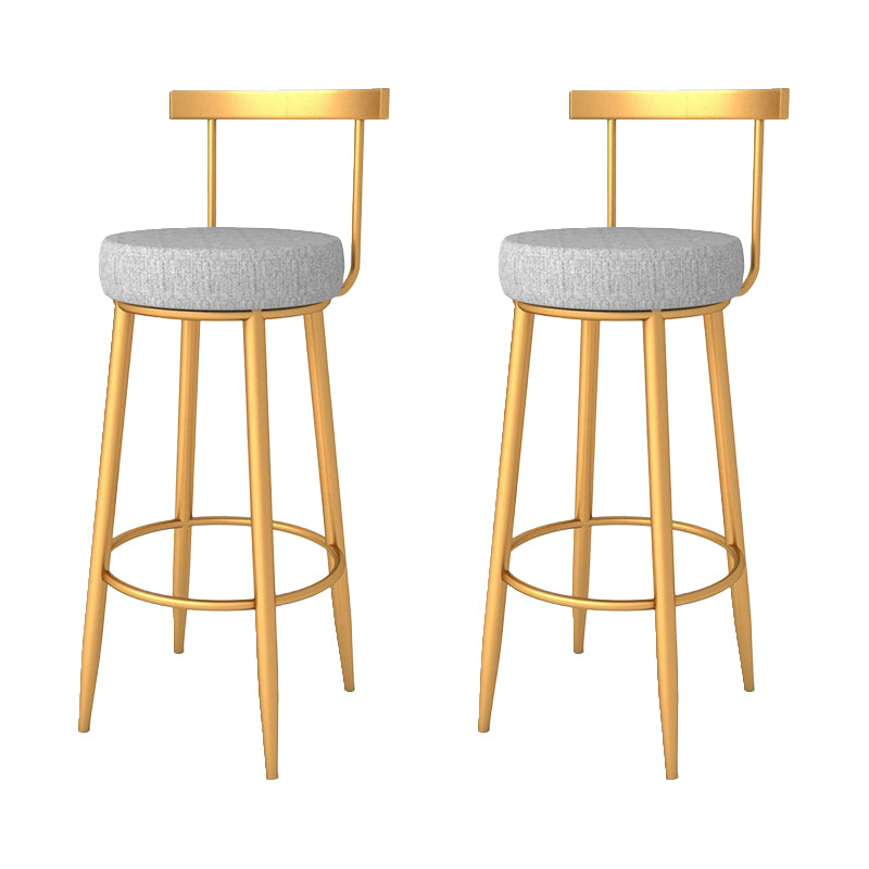 Glam Armless Backrest Counter Stool Iron Bar Stool with Cushion and Pedal for Kitchen