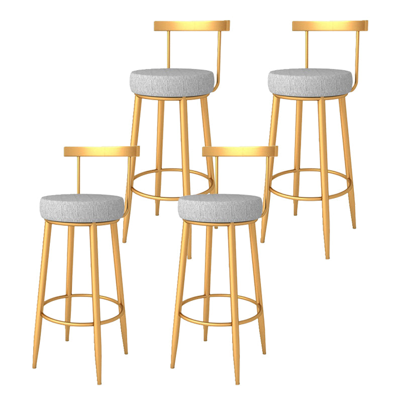 Glam Armless Backrest Counter Stool Iron Bar Stool with Cushion and Pedal for Kitchen