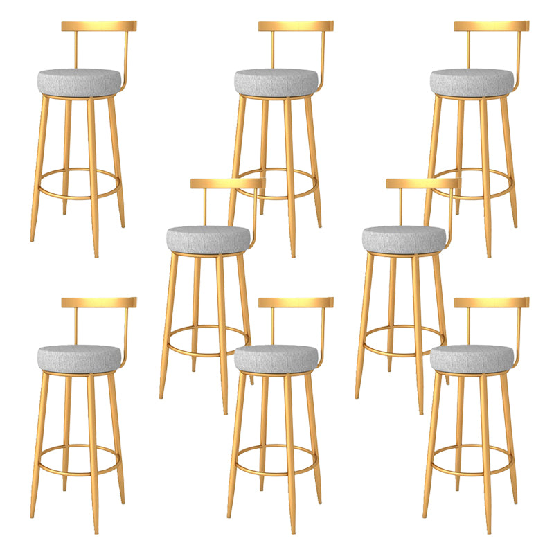 Glam Armless Backrest Counter Stool Iron Bar Stool with Cushion and Pedal for Kitchen