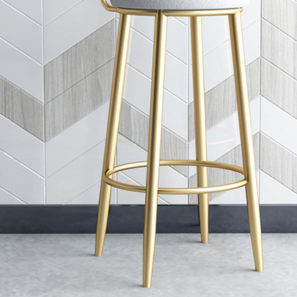 Glam Armless Backrest Counter Stool Iron Bar Stool with Cushion and Pedal for Kitchen