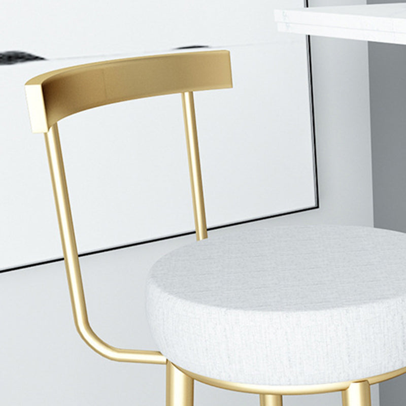 Glam Armless Backrest Counter Stool Iron Bar Stool with Cushion and Pedal for Kitchen