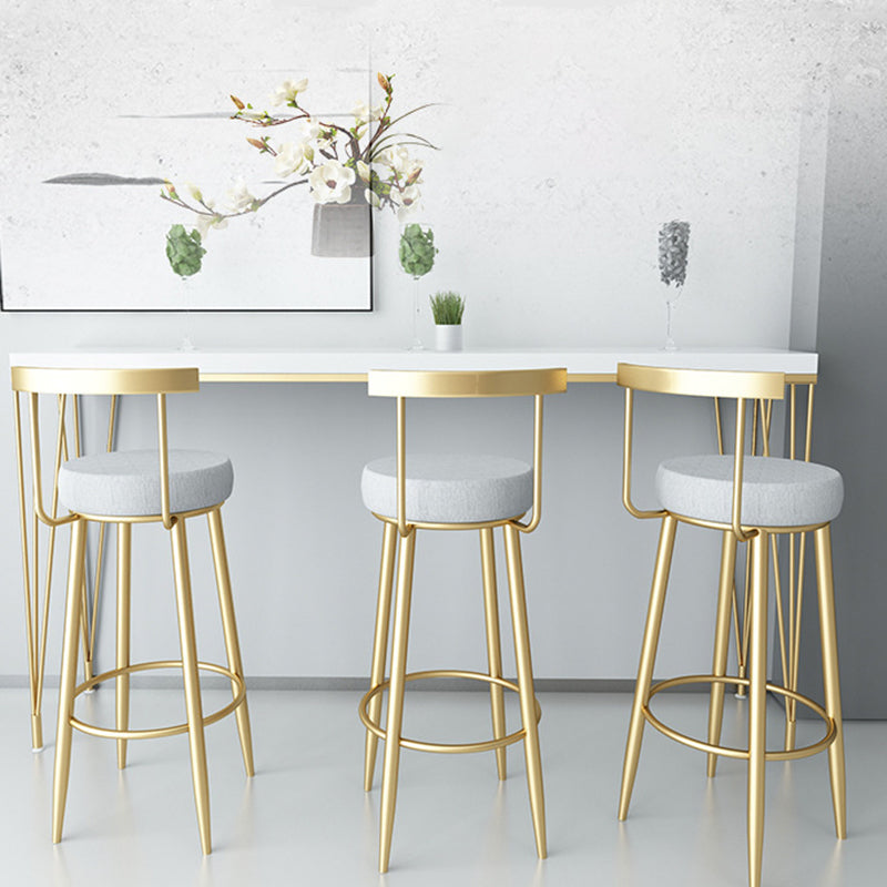 Glam Armless Backrest Counter Stool Iron Bar Stool with Cushion and Pedal for Kitchen