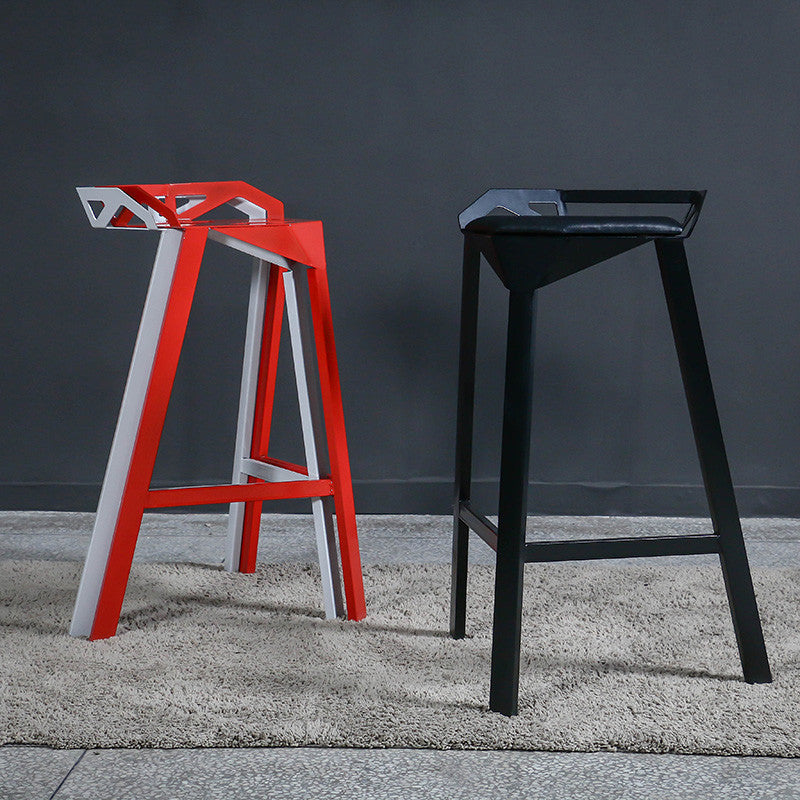 Modern Stackable Backrest Counter Stool Iron Cafe Bar Stool with Cushion and Pedal