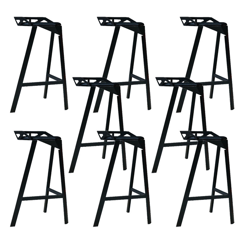 Modern Stackable Backrest Counter Stool Iron Cafe Bar Stool with Cushion and Pedal