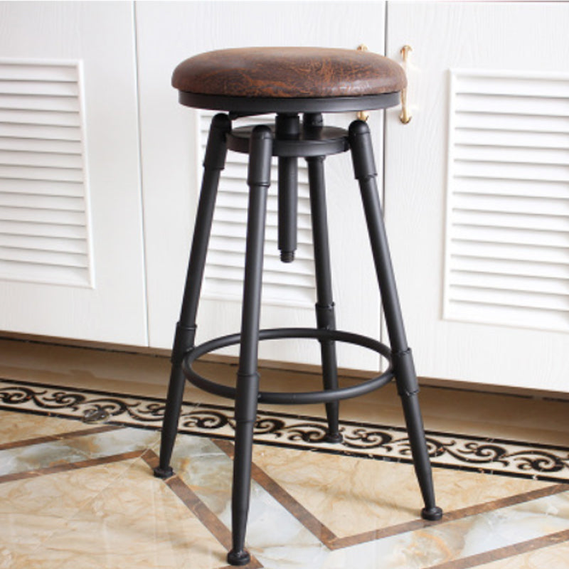 Industrial Armless Rotatable Counter Stool Iron Bar Stool with Pedal for Cafe