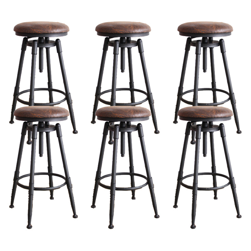 Industrial Armless Rotatable Counter Stool Iron Bar Stool with Pedal for Cafe