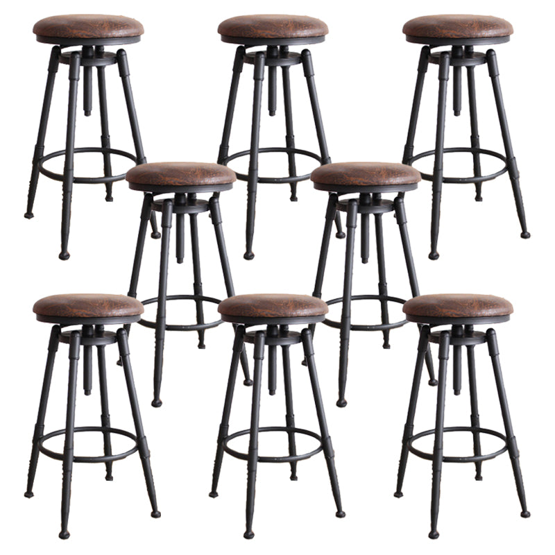 Industrial Armless Rotatable Counter Stool Iron Bar Stool with Pedal for Cafe