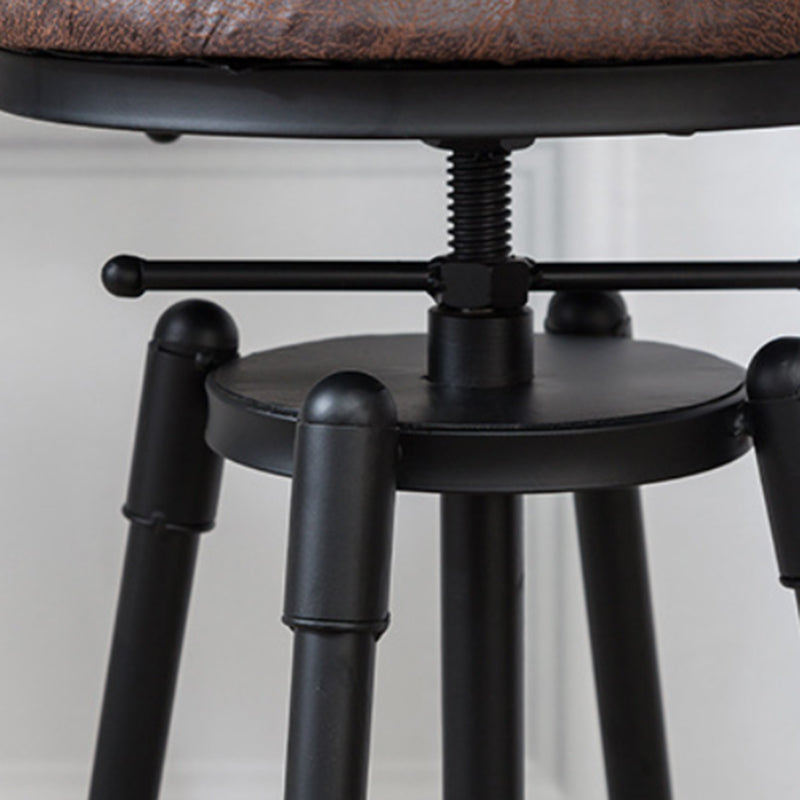 Industrial Armless Rotatable Counter Stool Iron Bar Stool with Pedal for Cafe