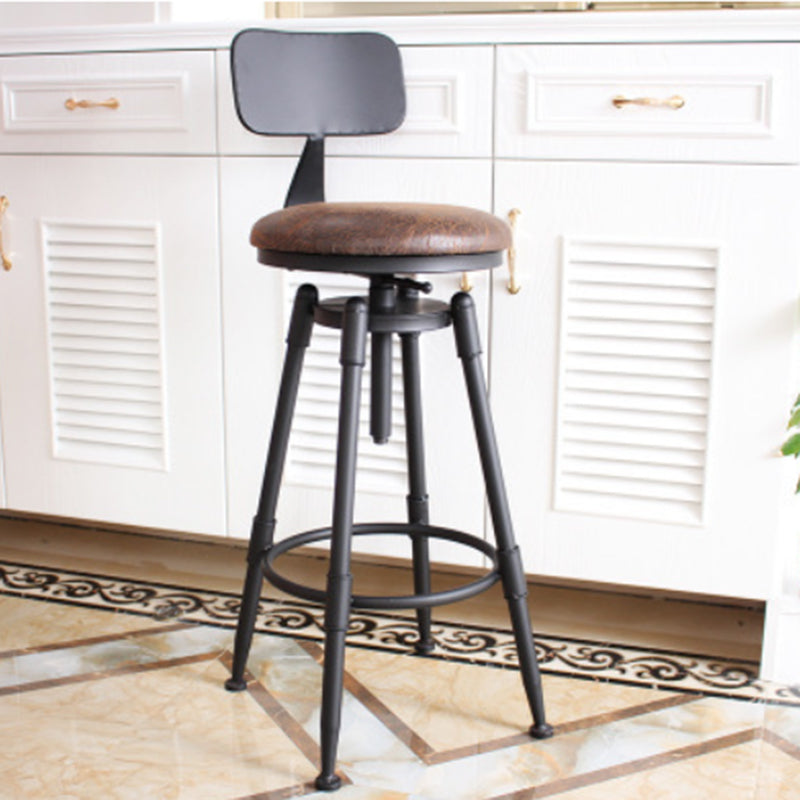 Industrial Armless Rotatable Counter Stool Iron Bar Stool with Pedal for Cafe