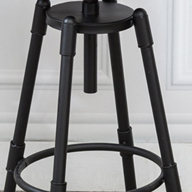 Industrial Armless Rotatable Counter Stool Iron Bar Stool with Pedal for Cafe