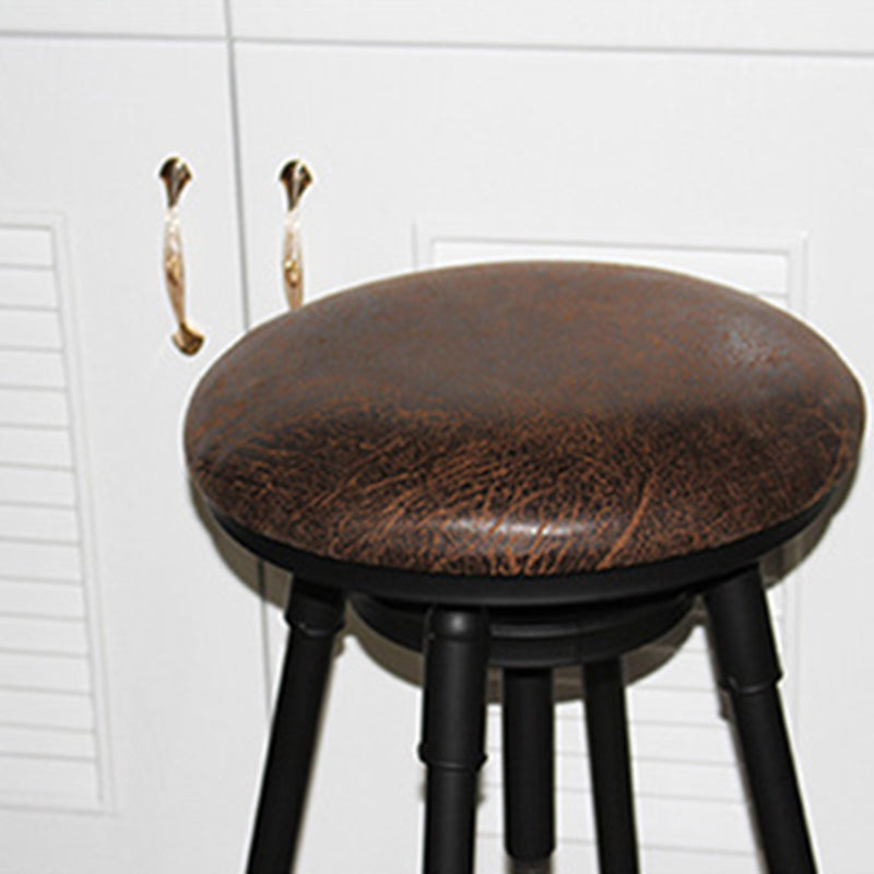Industrial Armless Rotatable Counter Stool Iron Bar Stool with Pedal for Cafe