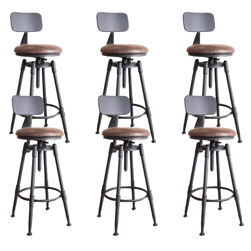Industrial Armless Rotatable Counter Stool Iron Bar Stool with Pedal for Cafe