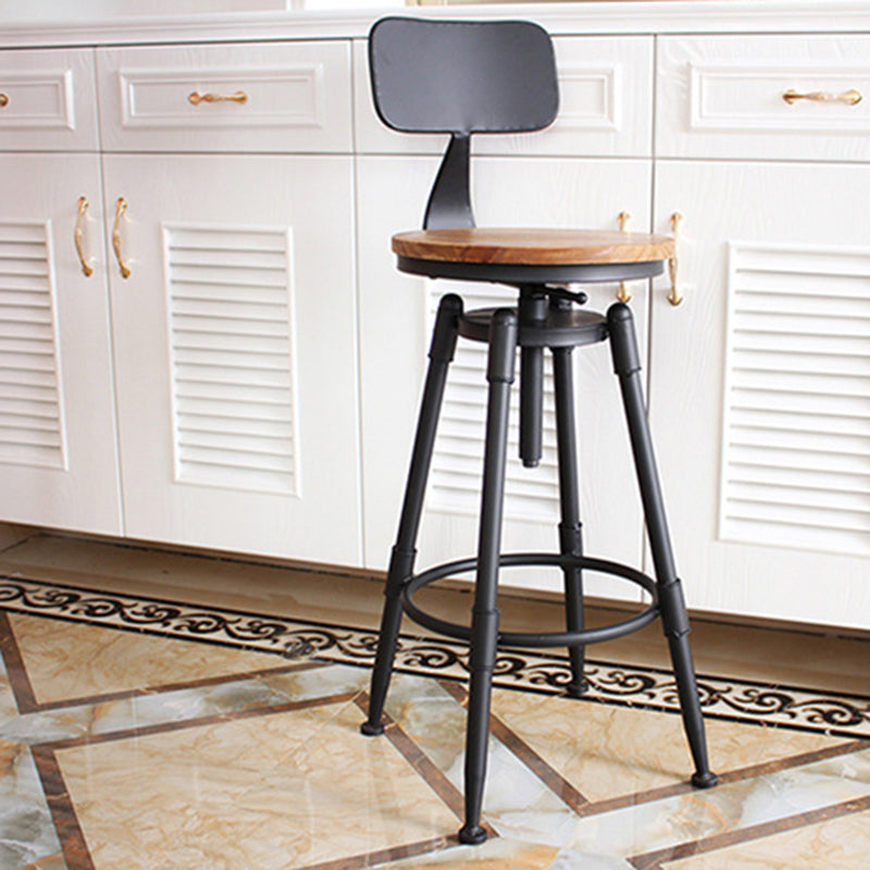 Industrial Armless Rotatable Counter Stool Iron Bar Stool with Pedal for Cafe